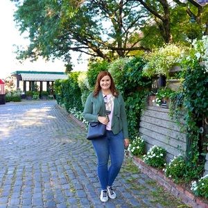 Blank NYC Drape Front Faux Suede Jacket Olive Green Sz L